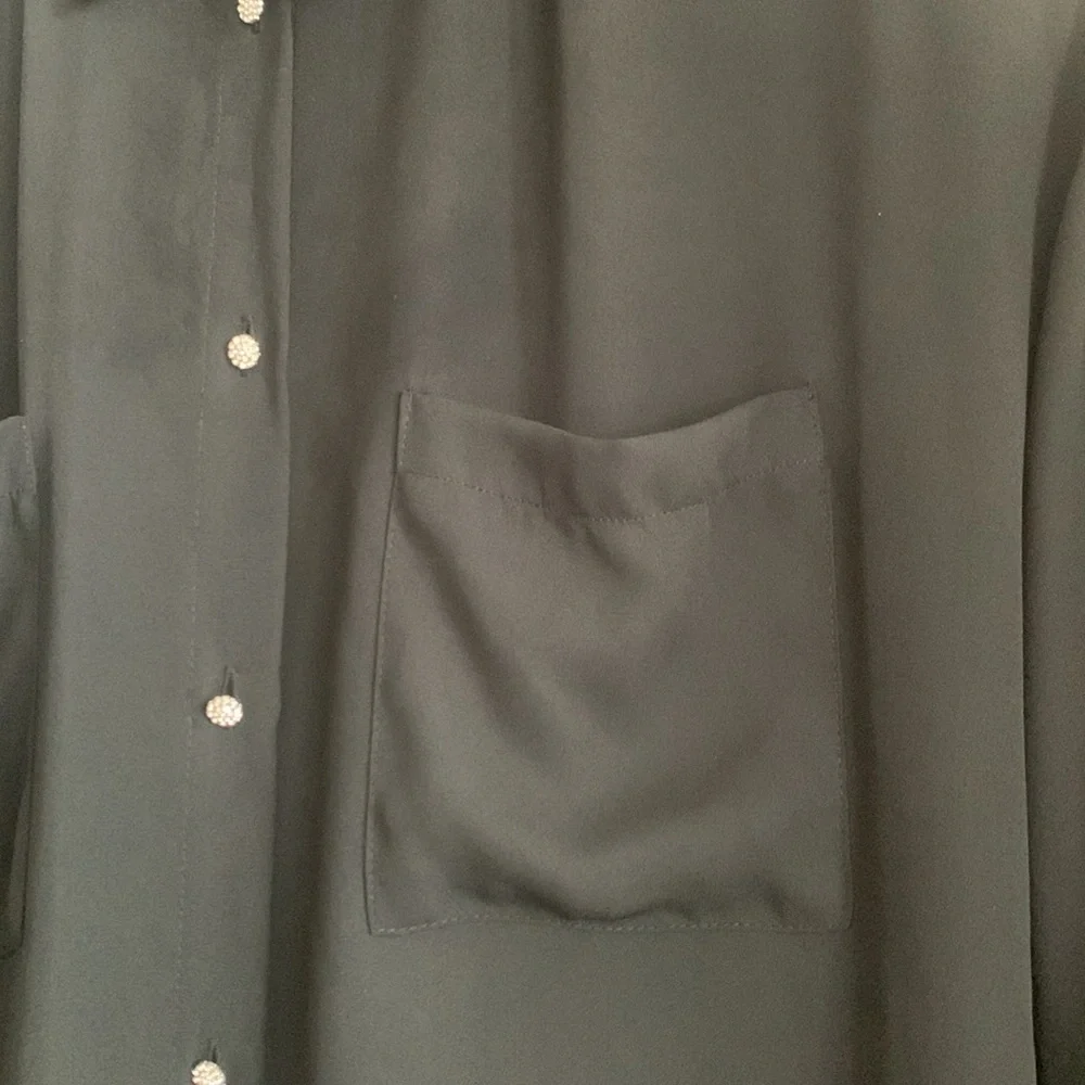 Zara black button down top with rhinestone buttons - Picture 7 of 7
